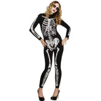 Women's Spandex Printed Skull Skeleton Costume Catsuit Halloween - Azufun