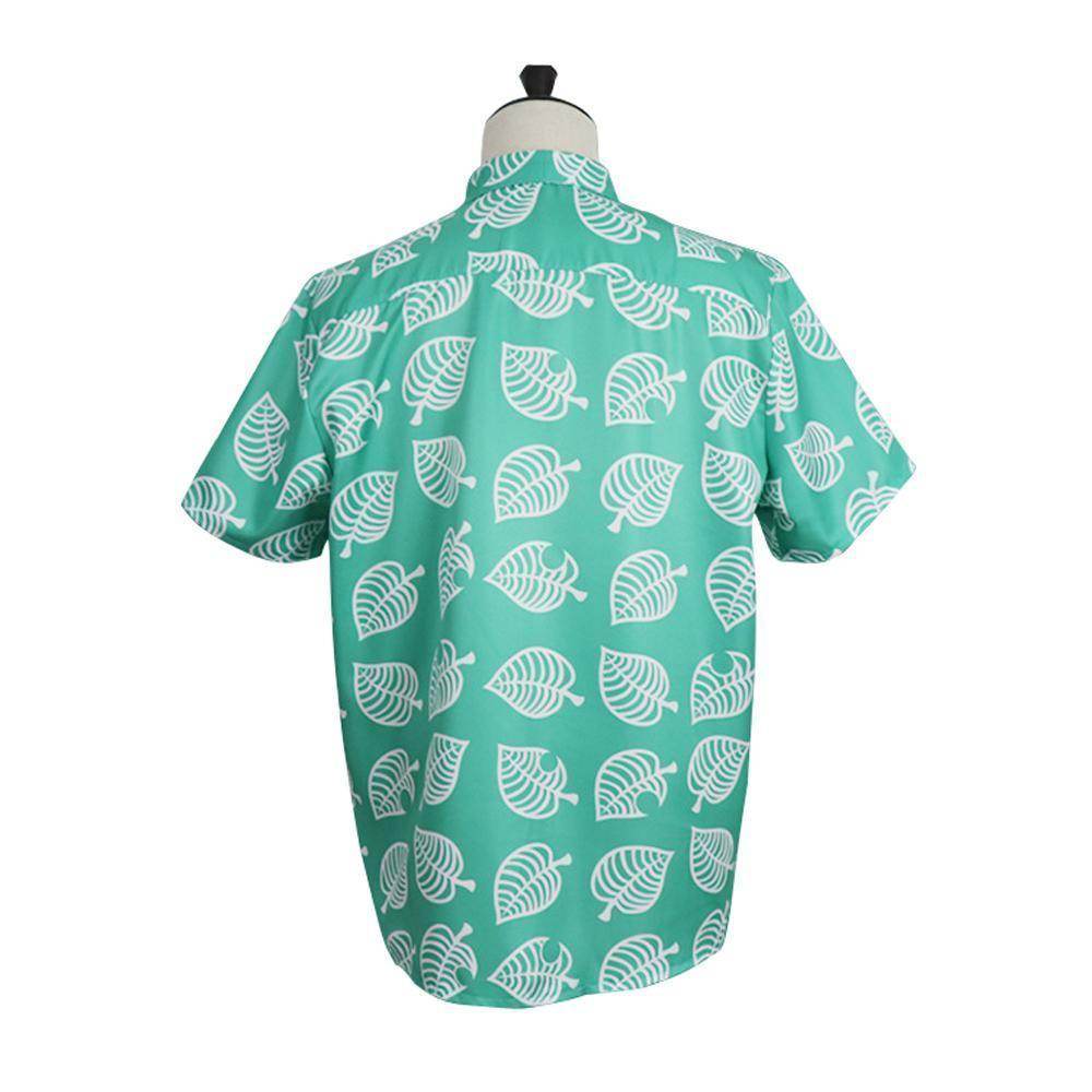 Animal Crossing Button Up Shirt Costume Cosplay Leaf Tee Shirts Top Halloween Outfit Dress Up For Adults - Azufun