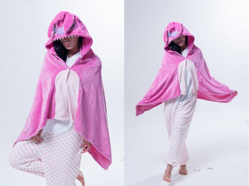 Animal Kigurumi Pink Stitch Cosplay Costume Hoodie Cloak Shawl - Pajamasbuy