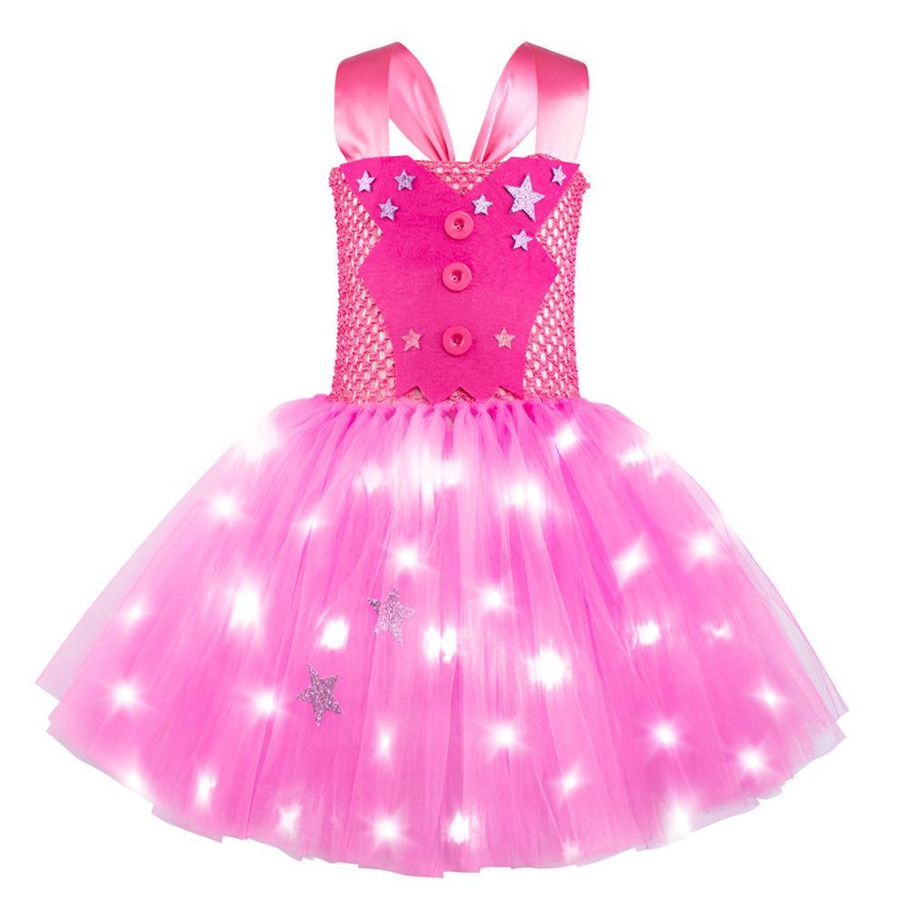 Barbie Movie Margot Barbie Pink Glow Tutu Dress Halloween Outfits Cosplay Costume Kids - Pajamasbuy