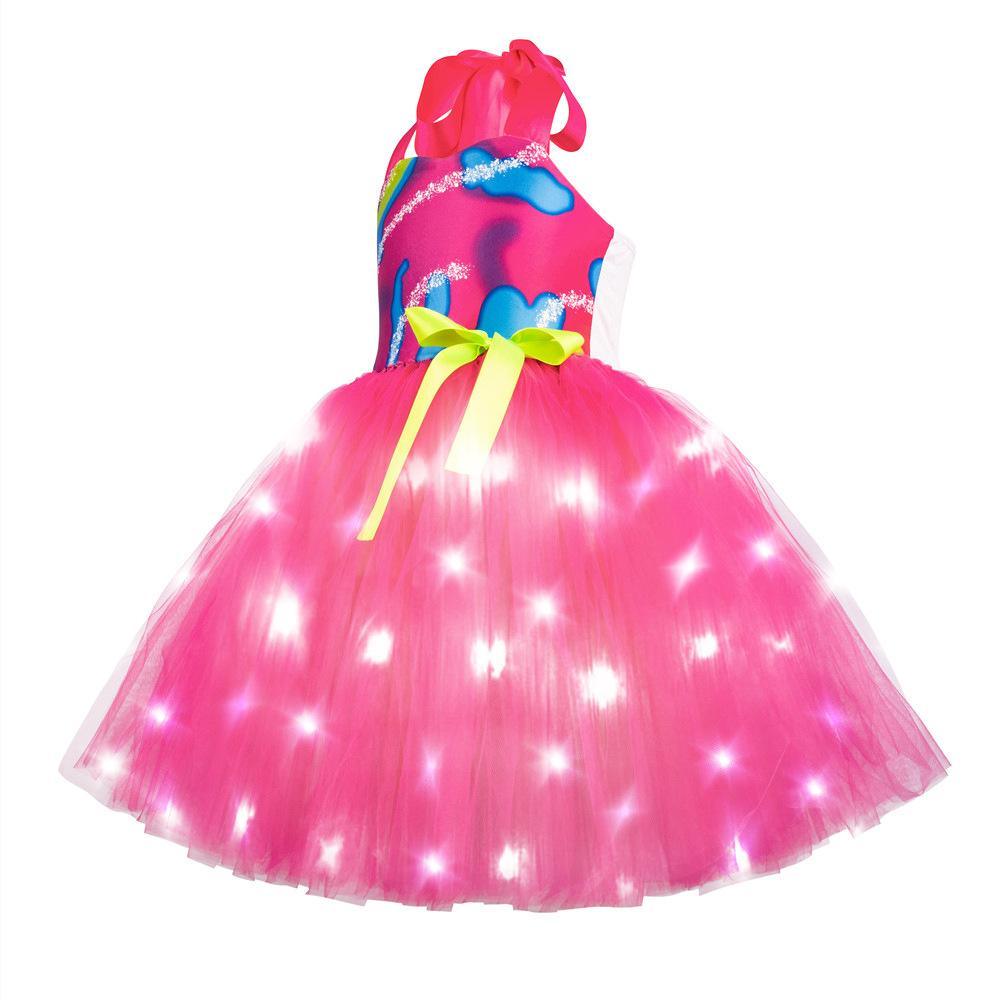 Barbie Movie Margot Barbie Pink Glow Tutu Dress Halloween Outfits Cosplay Costume Kids - Pajamasbuy