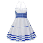 Barbie Movie Margot Sleeveless Halter Neck Dress Halloween Outfits Cosplay Costume Kids - Pajamasbuy