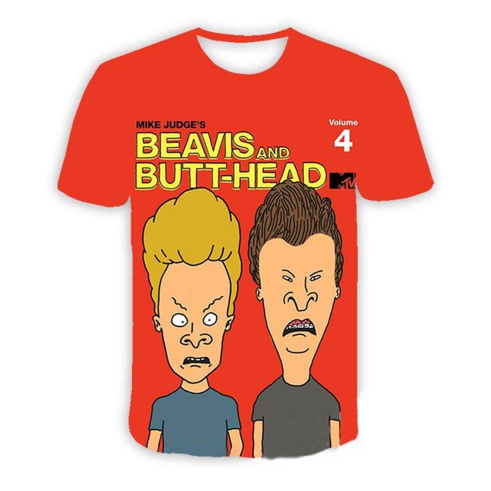 Beavis and butthead costumes round neck short sleeve men's 3D T-shirt - Azufun