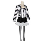 Beetlejuice 2 Costume Black and White Striped Women Dress Outfits - Azufun