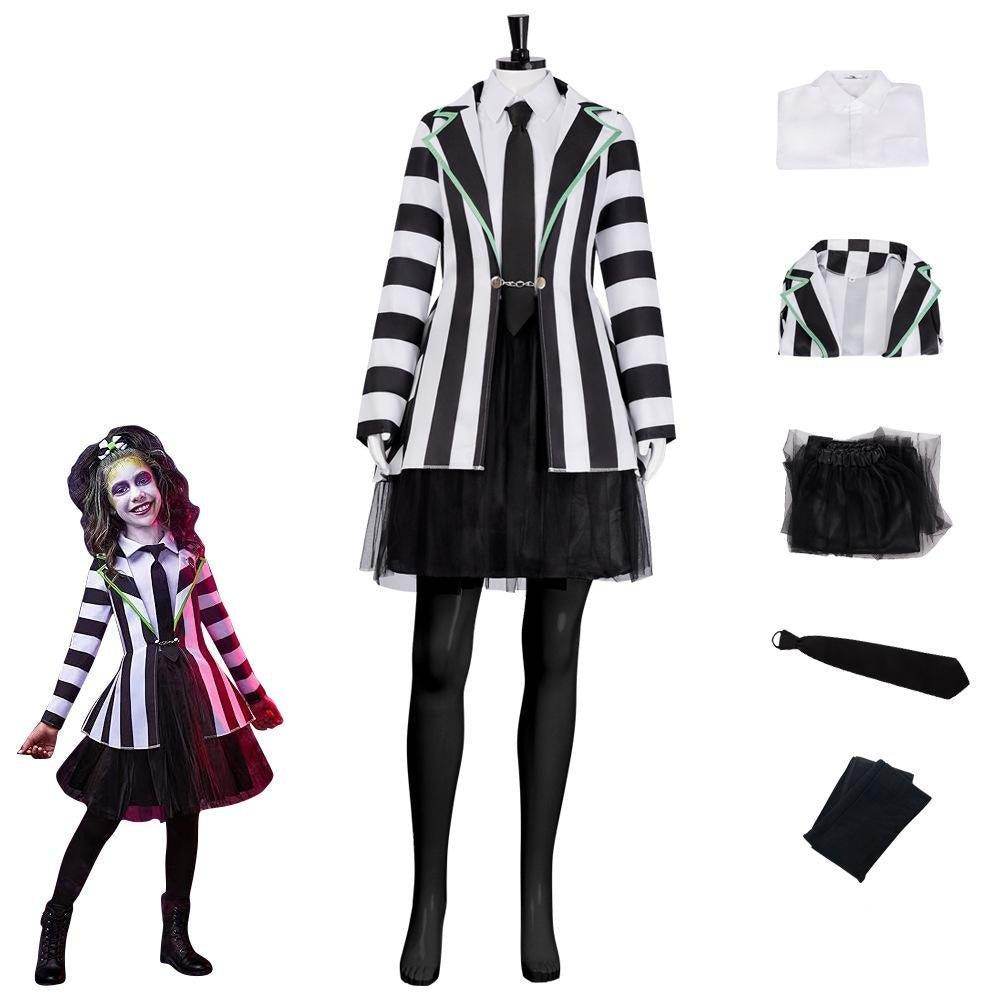 Beetlejuice Adult Kids Blazer Dress Costume For Women Girl - Azufun