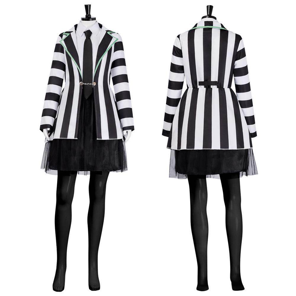 Beetlejuice Adult Kids Blazer Dress Costume For Women Girl - Azufun