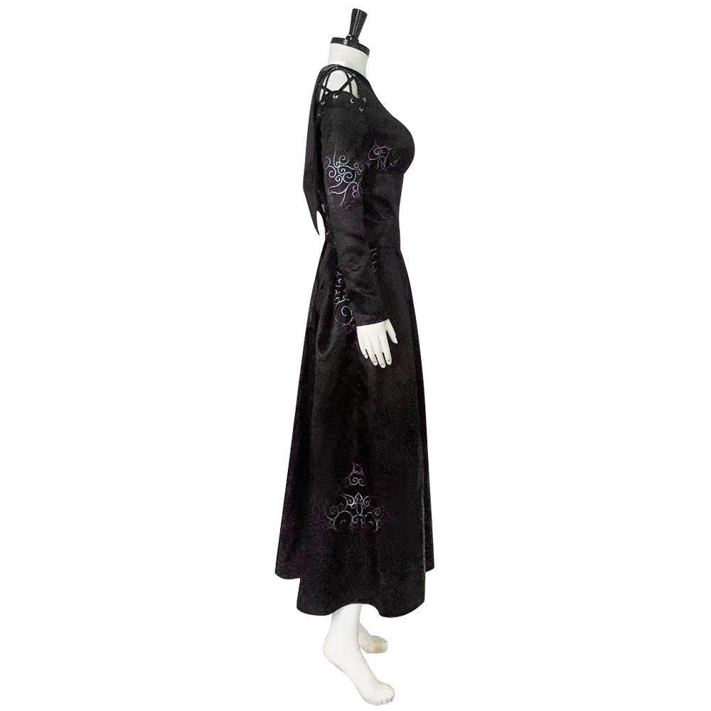 Bellatrix Lestrange Satin Dress Halloween Cosplay Costume - Azufun