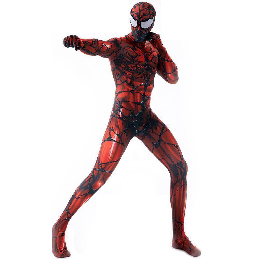 Carnage Red Rubies Venom Spider-Man Costume Cosplay Jumpsuit Superhero Bodysuit Halloween Suit Zentai For Adult Kids - Azufun