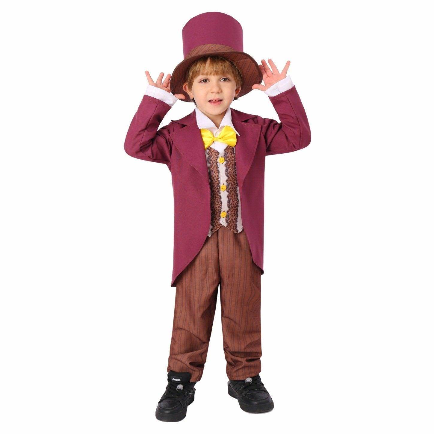 Chocolate Willy Wonka Movie Purple Kids Party Suit Cosplay Costumes Halloween - Azufun