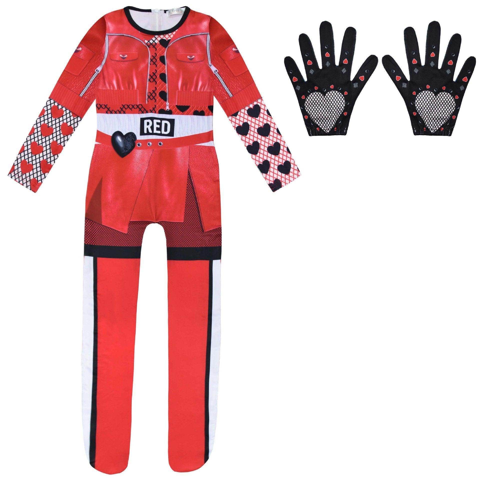 Descendants 4 Queen Of Hearts Red Costume For Girls Kids Halloween - Azufun