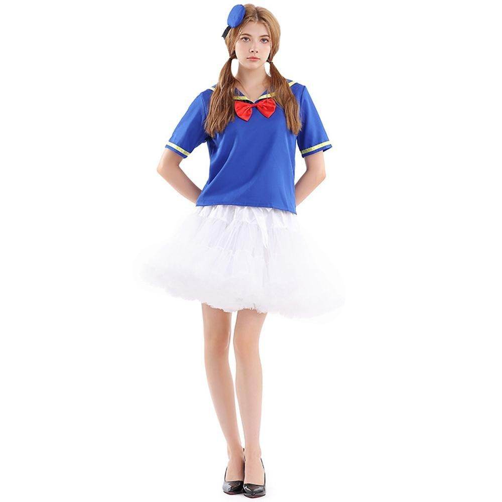 Duck Sailor Skirt Dress Cosplay Costumes Adult Full Set - Azufun