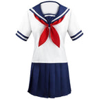 Game Yandere Simulator Cosplay Costume Uniform JK School Uniform Outfit Sailor Suit T-shirt Skirt for Women - Azufun