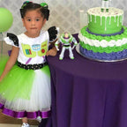 Girls' Buzz Lightyear Princess Dress Beaded Patchwork Party Gown - Azufun
