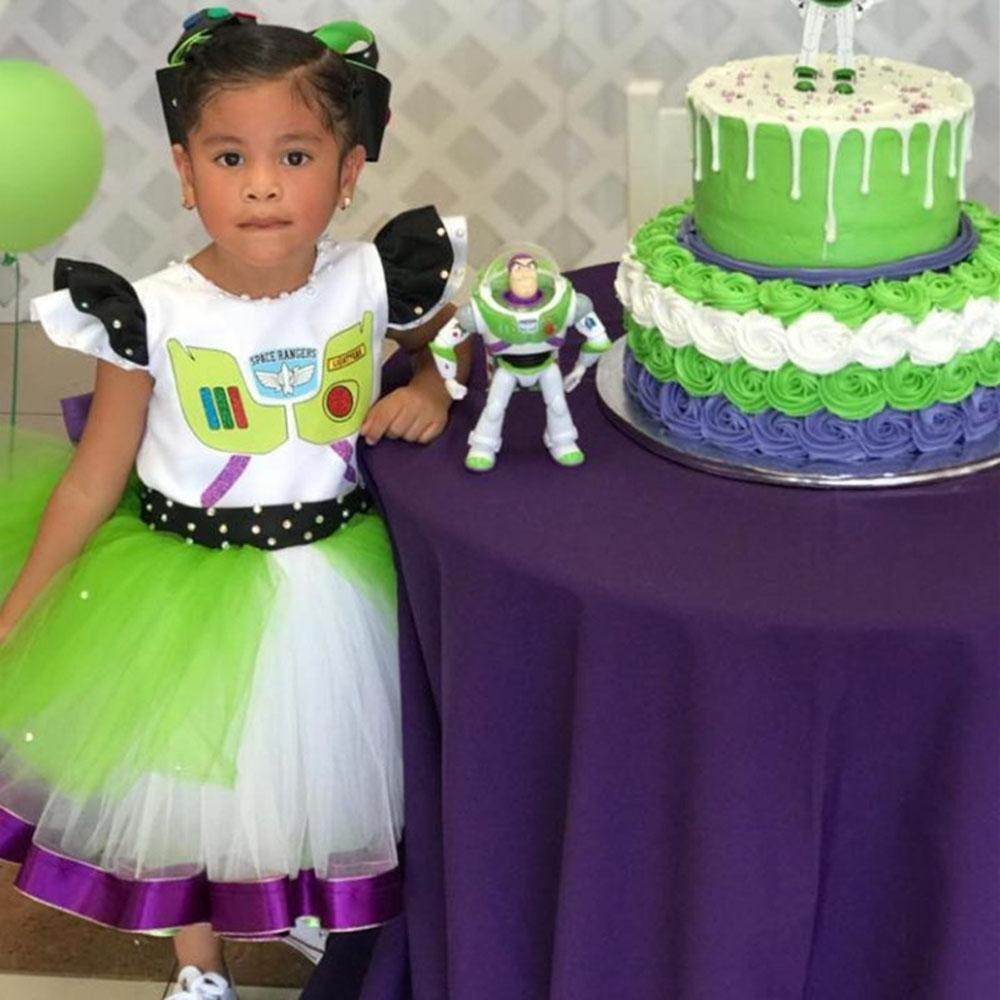 Girls' Buzz Lightyear Princess Dress Beaded Patchwork Party Gown - Azufun