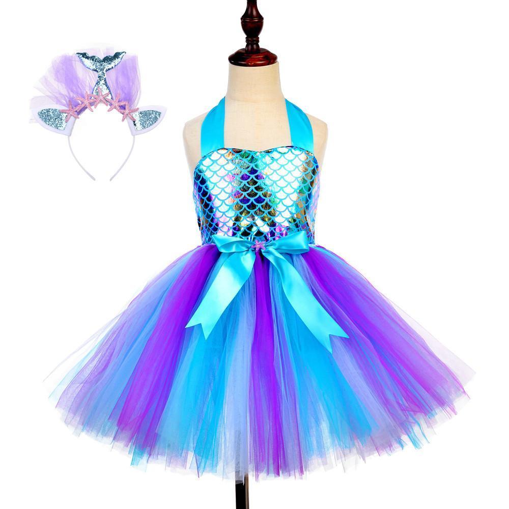 BuyGirls Mermaid Tutu Dress Birthday Party Mermaid Costume Sequins Dress Now Cheaper With 3 - 5 Days Ship - PajamasBuy