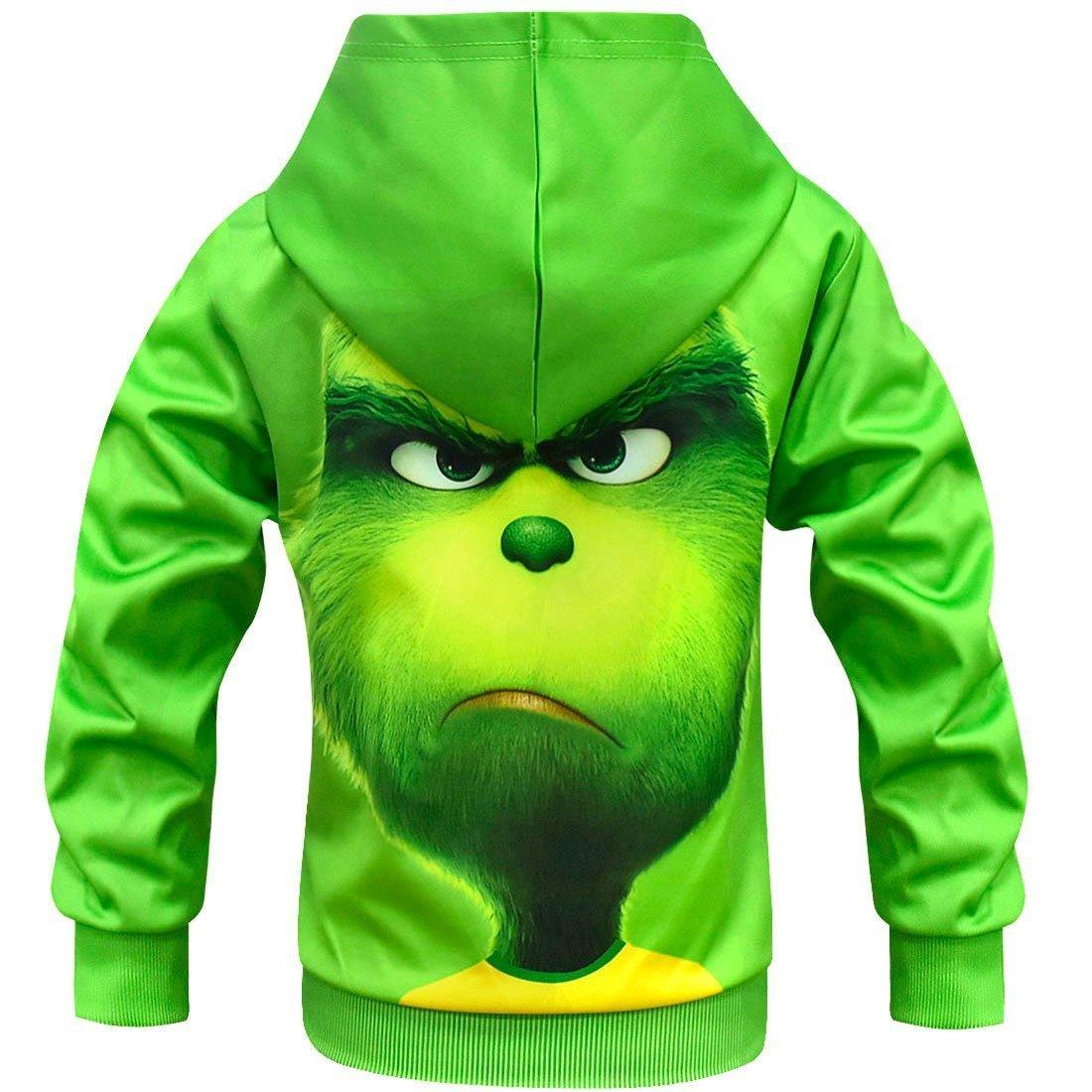 Green Monster Grinch Kids Boys Mask Hooded Sweatshirt Set - Pajamasbuy