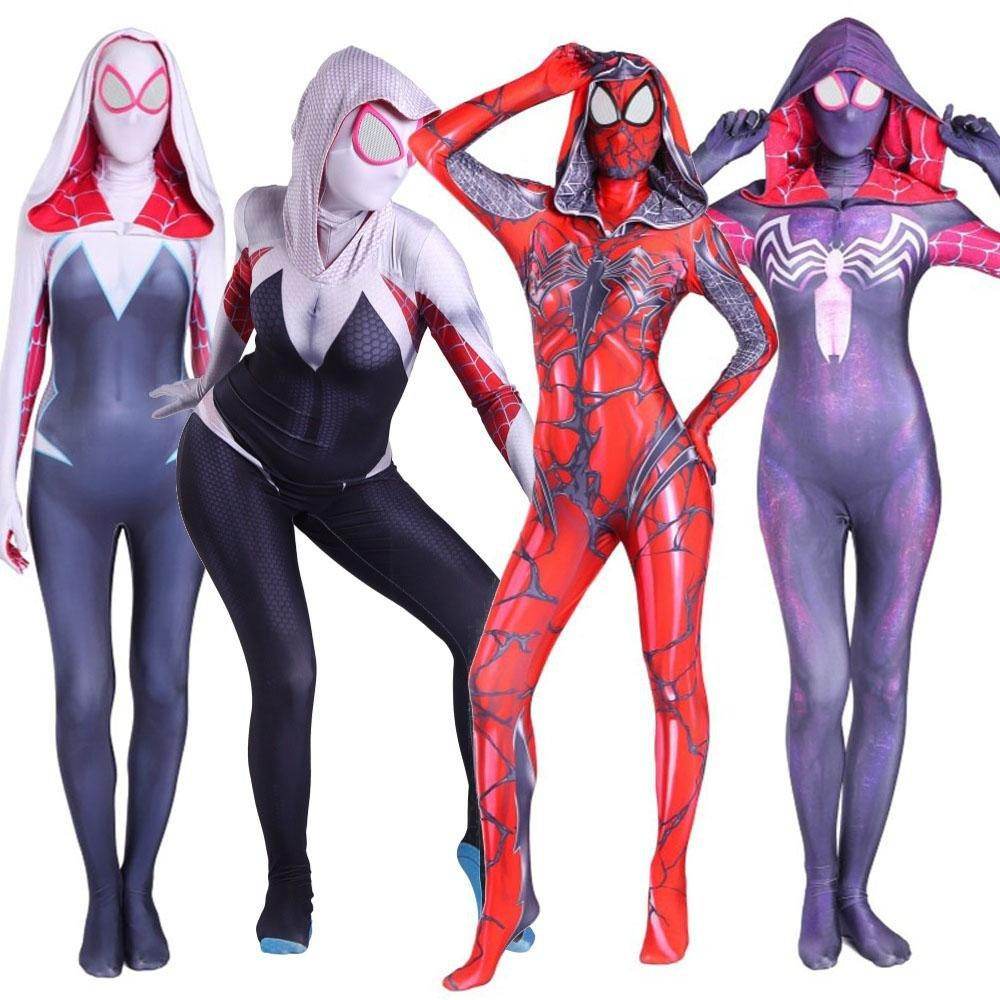 Gwen Stacy Spider-man Costume Costume Zentai Jumpsuit Bodysuit Adult Kids - Azufun