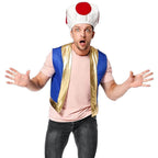 Halloween Mushroom Kingdom Red Dot Mushroom Head Captain Chino Acting Prop Costume - Azufun