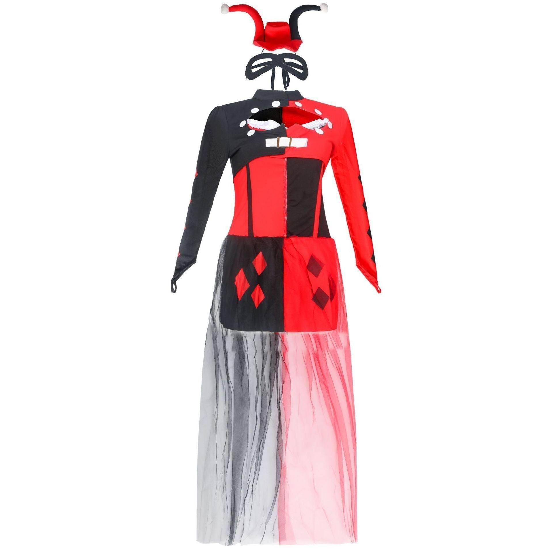 Harley quinn costume Women Dress Hallloween Masquerade circus costumes - Azufun