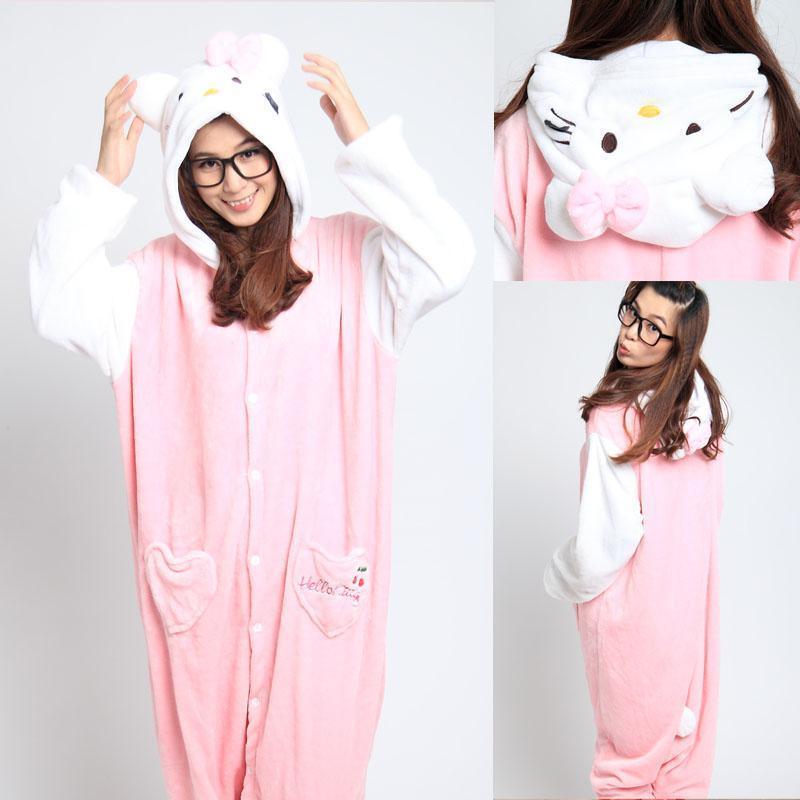 Hello Kitty Cat Kigurumi Animal Onesie Hoodie Costume Pajamas - Pajamasbuy