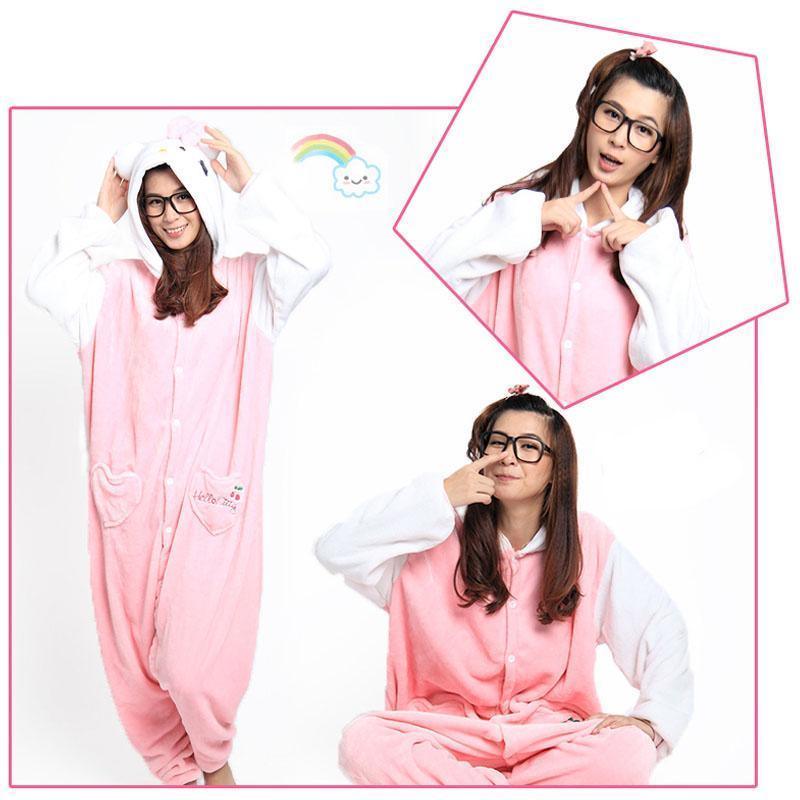 Hello Kitty Cat Kigurumi Animal Onesie Hoodie Costume Pajamas - Pajamasbuy