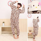 Hello Kitty Hoodie Pajamas Leopard Kigurumi Animal Costume - Pajamasbuy