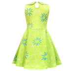 Inside Out Joy Costume Collared Dress for Girls Sleeveless Dress with Bag - Azufun