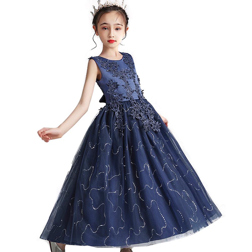 Kids Princess Evening Dresses Girls Long Tutu Sleeveless Mesh Dress