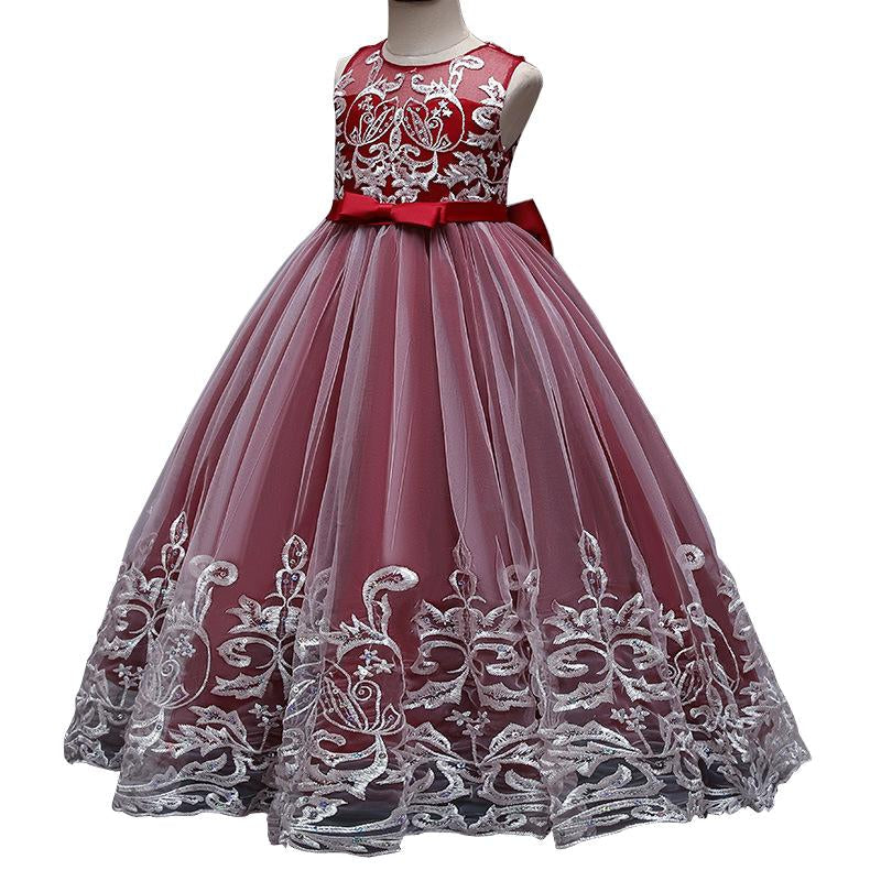 Kids Princess Evening Dresses Girls Sleeveless Long Tutu Mesh Dress