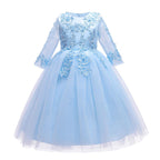 Girls Mesh Wedding Show Sleeve Host Princess Dress Performance Costume Dresses