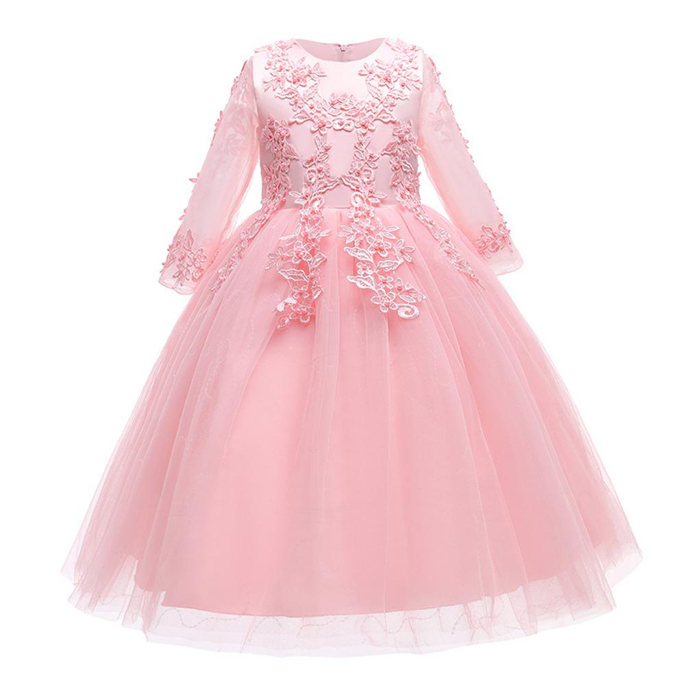 Girls Mesh Wedding Show Sleeve Host Princess Dress Performance Costume Dresses
