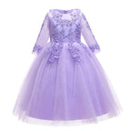Girls Mesh Wedding Show Sleeve Host Princess Dress Performance Costume Dresses
