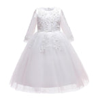 Girls Mesh Wedding Show Sleeve Host Princess Dress Performance Costume Dresses