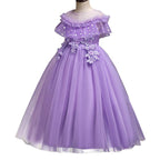 Girls Mesh Wedding Long Princess Dress Performance Costume Dresses