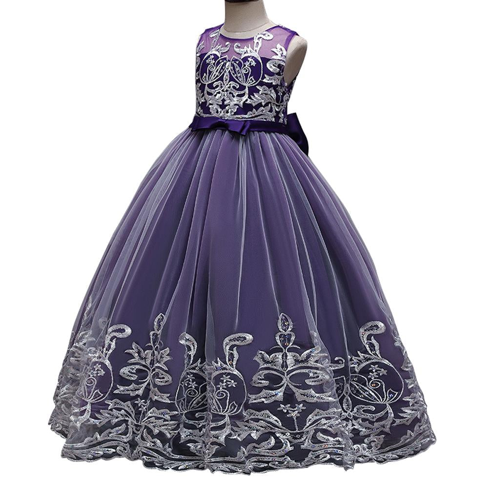 Kids Princess Evening Dresses Girls Sleeveless Long Tutu Mesh Dress