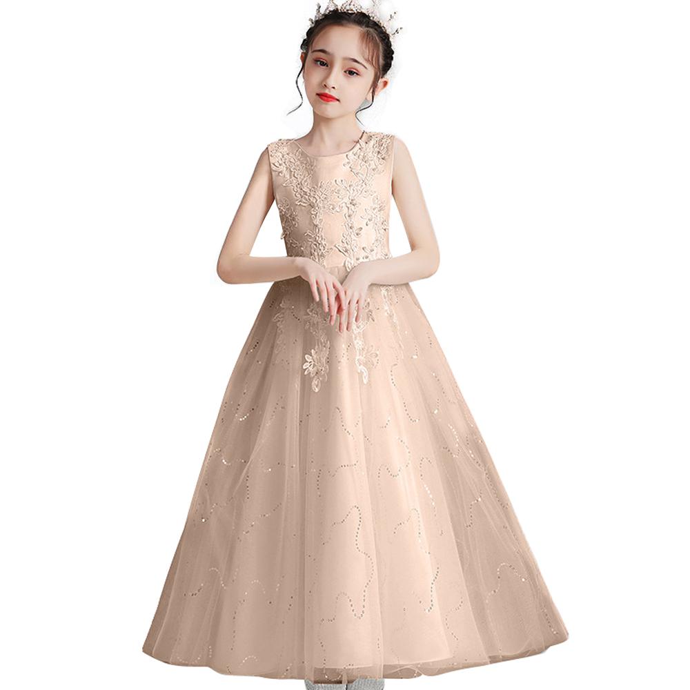 Kids Princess Evening Dresses Girls Long Tutu Sleeveless Mesh Dress