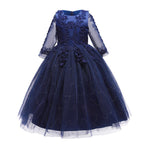 Girls Mesh Wedding Show Sleeve Host Princess Dress Performance Costume Dresses