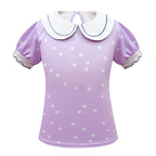 Spirit Costumes Sets Purple Puff Sleeve Trousers Two Piece Suits for Girls