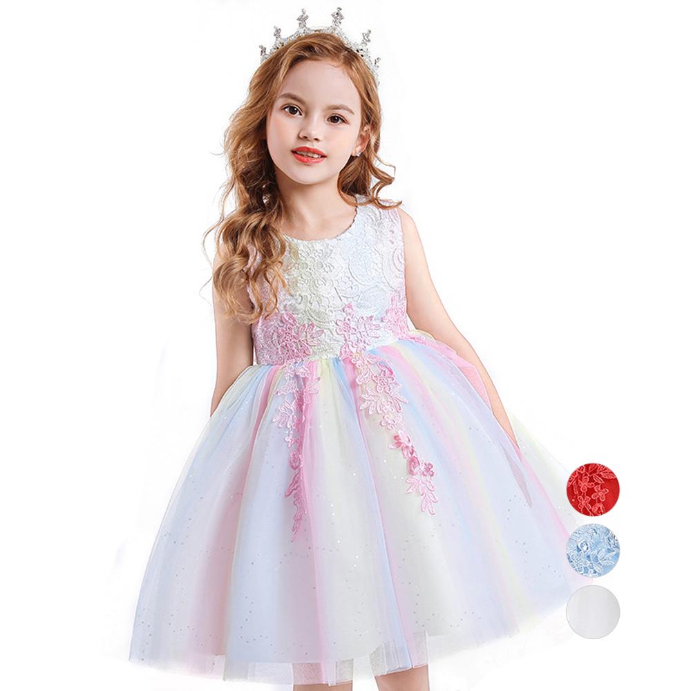 Children's Mesh Summer Dress Princess Dress Girls Performance Costume Flower Tutu Dress