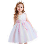 Children's Mesh Summer Dress Princess Dress Girls Performance Costume Flower Tutu Dress