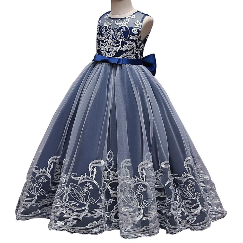 Kids Princess Evening Dresses Girls Sleeveless Long Tutu Mesh Dress