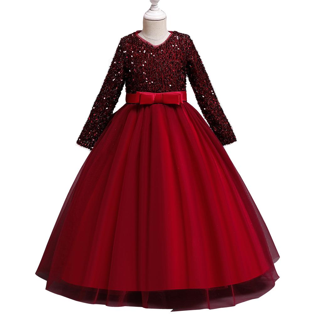 Kids Princess Evening Dresses Ins Girls Long Tutu Sequin Dress