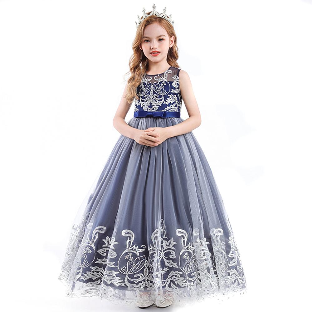 Kids Princess Evening Dresses Girls Sleeveless Long Tutu Mesh Dress