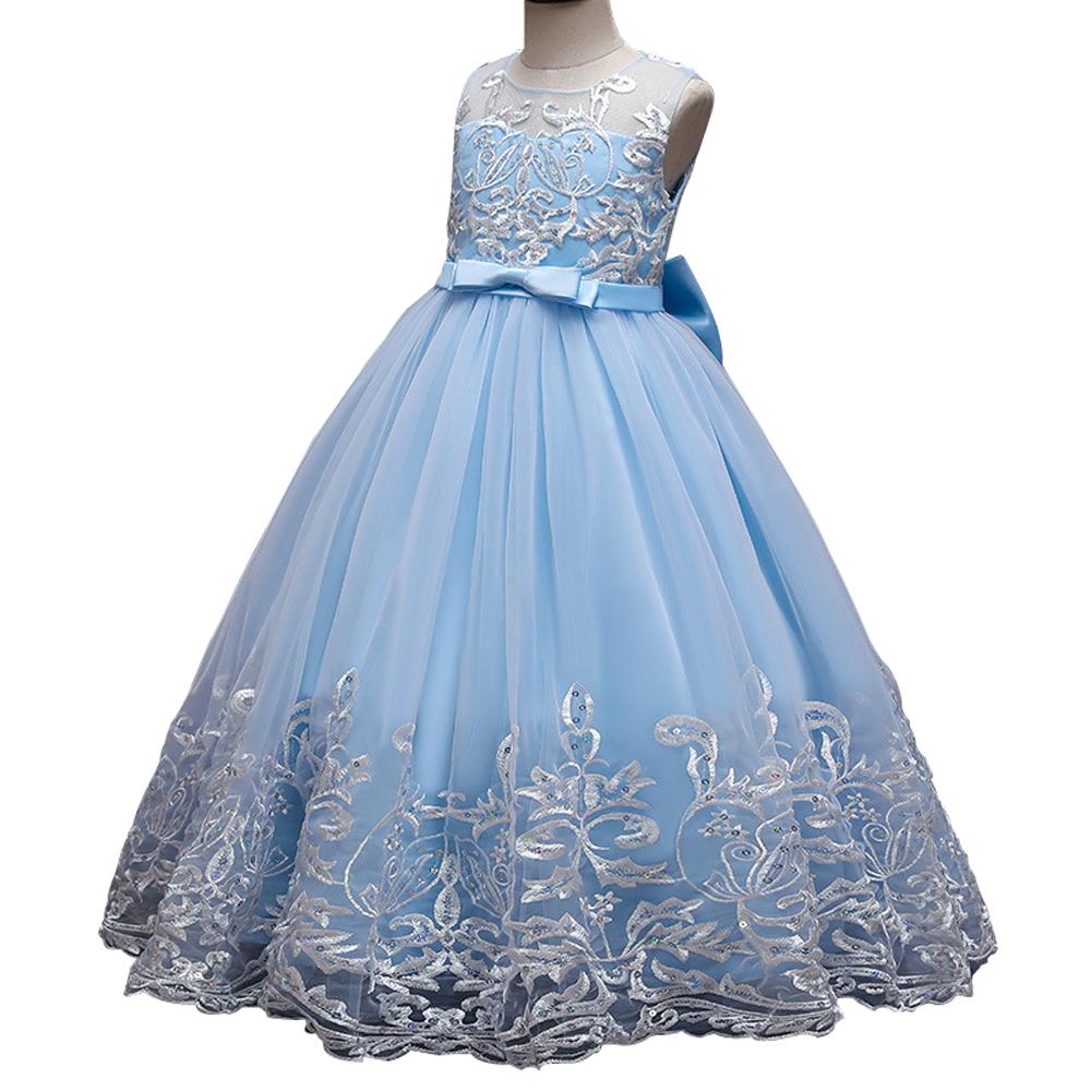 Kids Princess Evening Dresses Girls Sleeveless Long Tutu Mesh Dress