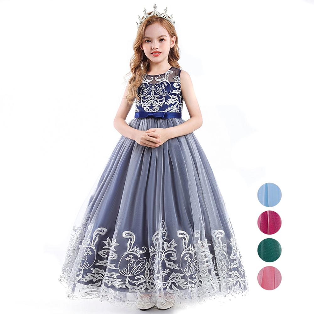 Kids Princess Evening Dresses Girls Sleeveless Long Tutu Mesh Dress