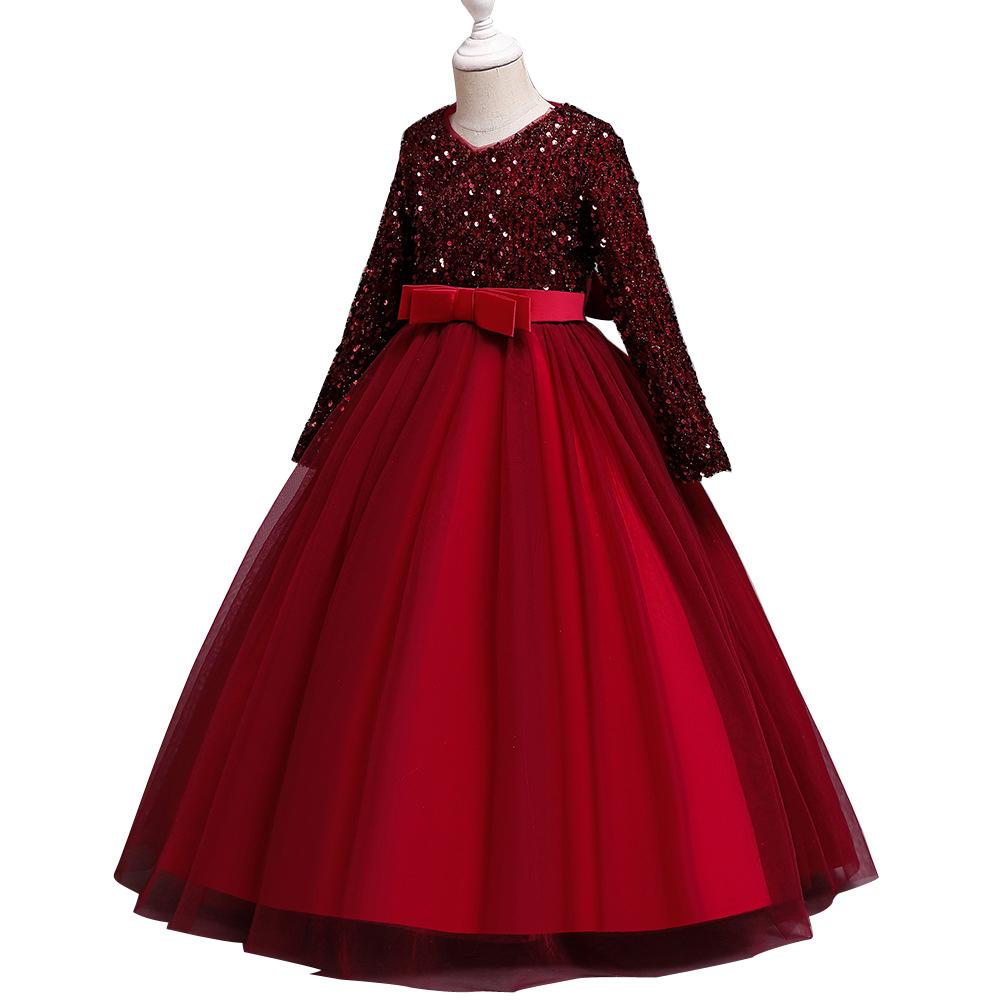 Kids Princess Evening Dresses Ins Girls Long Tutu Sequin Dress