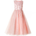Kids Princess Evening Dresses Girls Long Tutu Sleeveless Mesh Dress