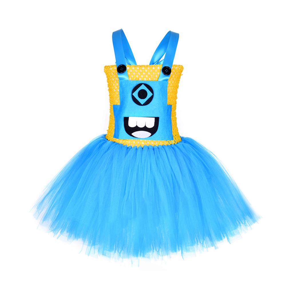 Little Girls Minions Tutu Dress Strap Mesh Halloween Outfit