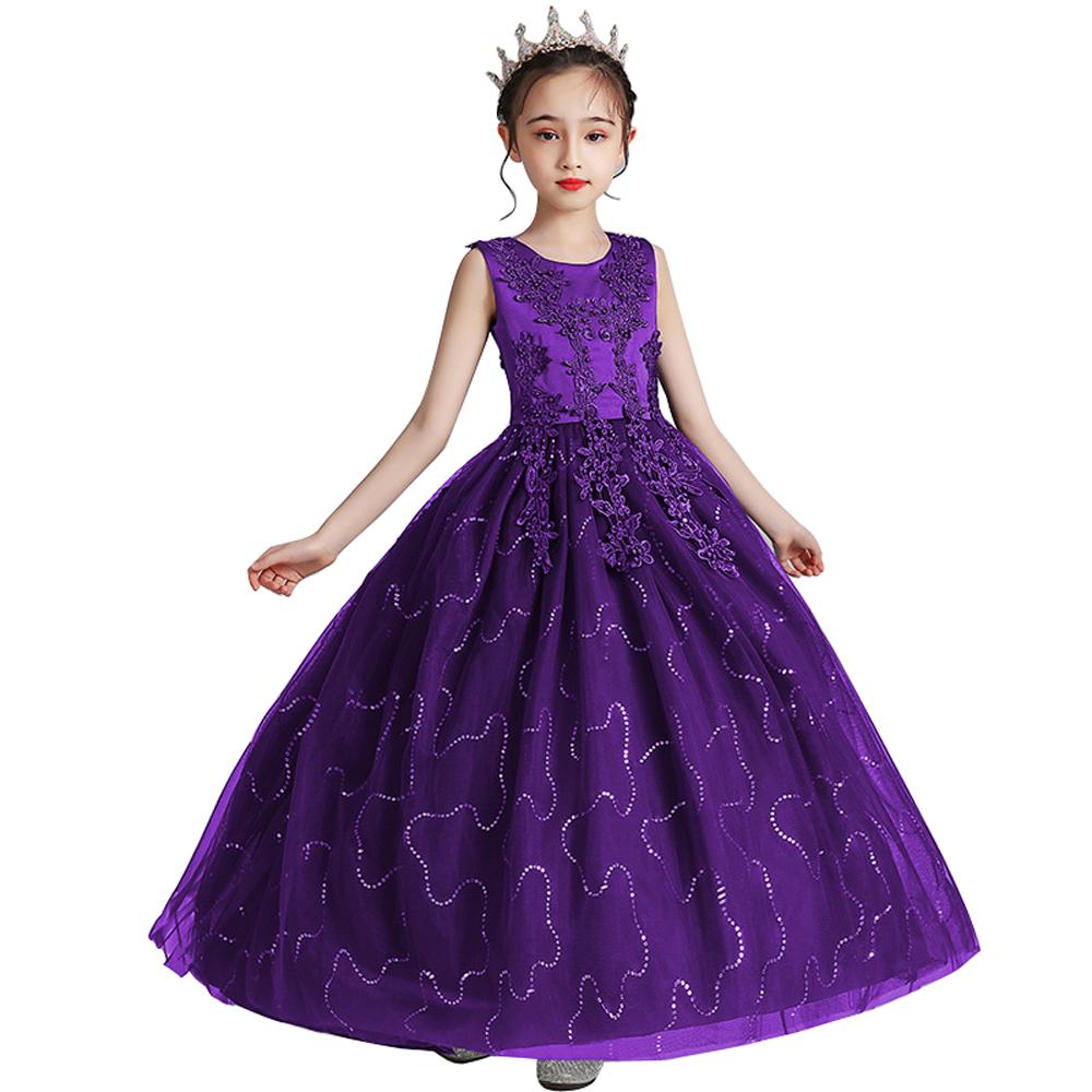 Kids Princess Evening Dresses Girls Long Tutu Sleeveless Mesh Dress