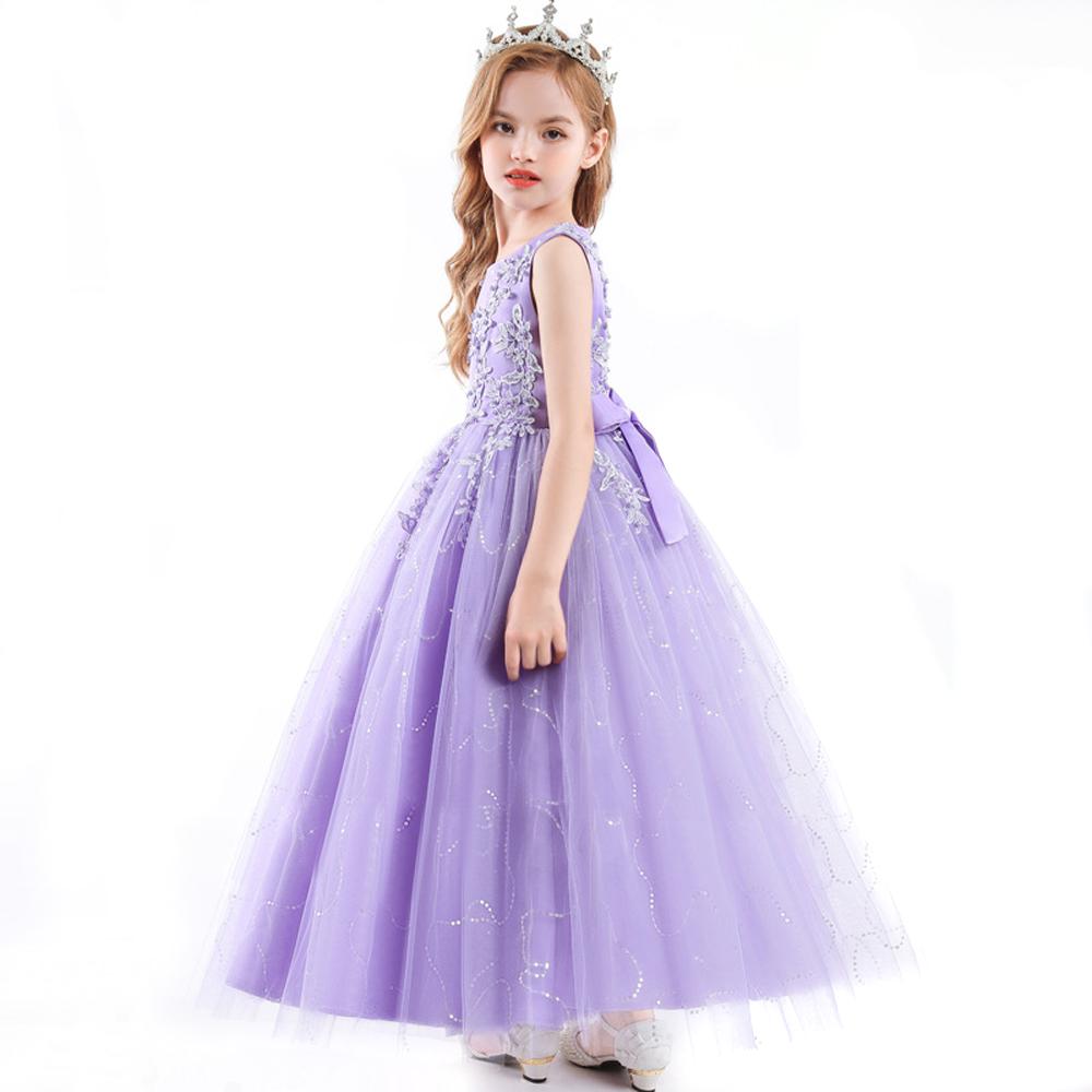 Kids Princess Evening Dresses Girls Long Tutu Sleeveless Mesh Dress